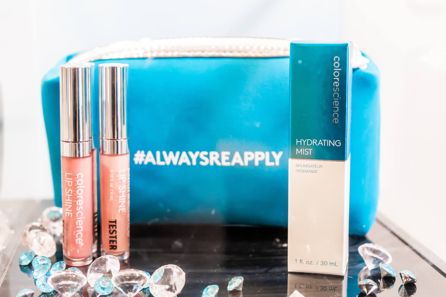 Colorescience bonus promo with hydrating mist and lipshine on display