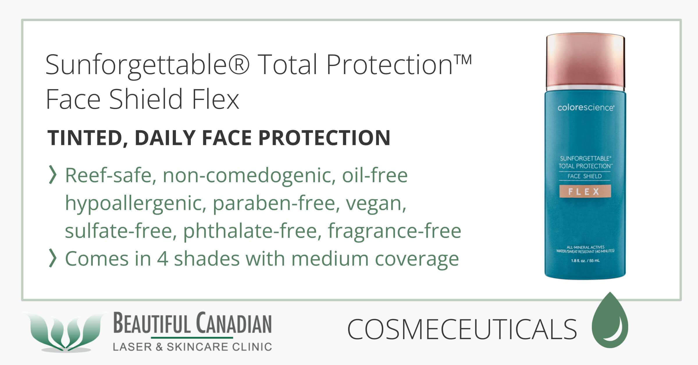 Sunforgettable® Total Protection™ Face Shield Flex w/ EnviroScreen® (4  Shade Options) - Beautiful Canadian Laser and Skincare Clinic